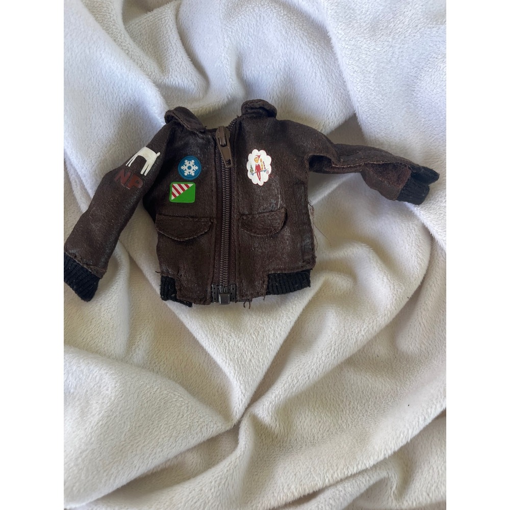 Elf on the Shelf Claus Couture Brown Aviator Bomber Jacket Holiday Clothes 2005‎